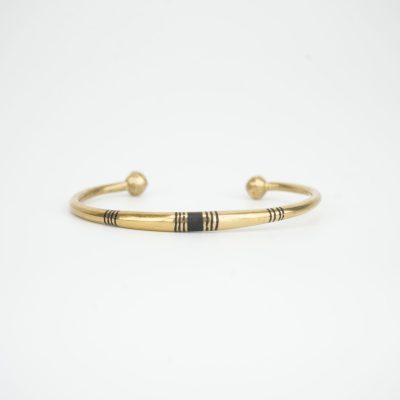 Bracelet jonc ouvert touareg en bronze doré - Collection Sahel
