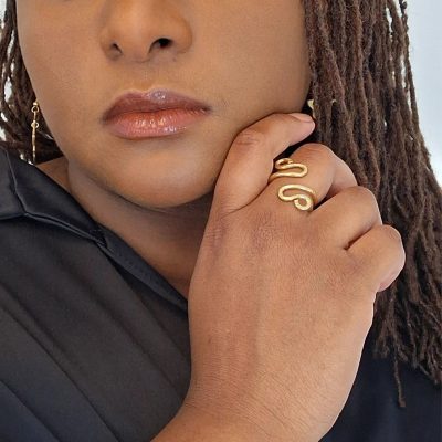 Bague fantaisie en bronze doré Aya - Collection Linéa
